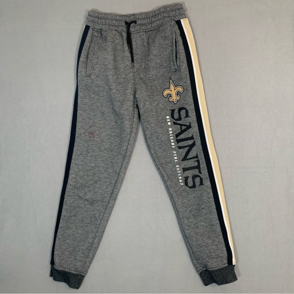 New Orleans Saints Kids Gray Joggers with Black and Gold Accents Kids Sz L 14-16